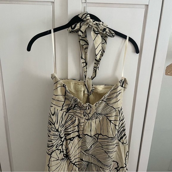 DISSH (EUC) | Malta Halter Linen Knot Dress Palm Leaf Maxi Dress - Picture 9 of 11